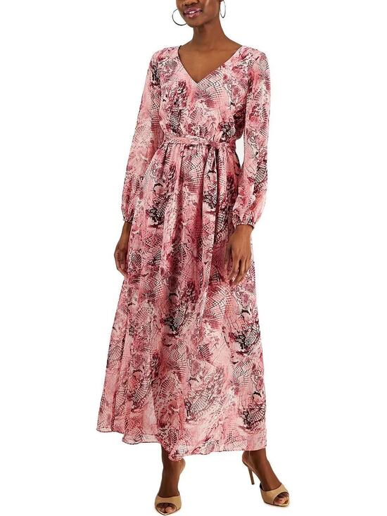 INC International Concepts Dresses & Skirts - INC International Concepts Maxi Dress Size 10 Pink Chiffon Snake Print NWT